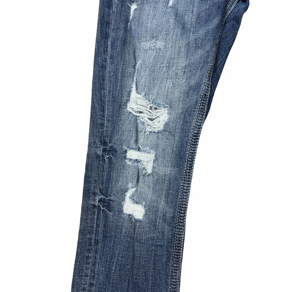 BKE Alec Jeans Womens 28x32 Slim Distressed Blue Medium Whisker Wash Straight - Picture 2 of 13